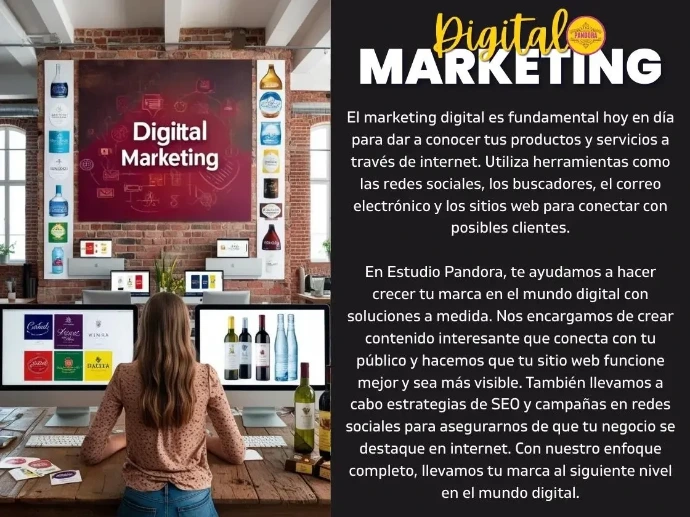 Flyer decorativo que muestra las ideas creativas de Estudio Pandora