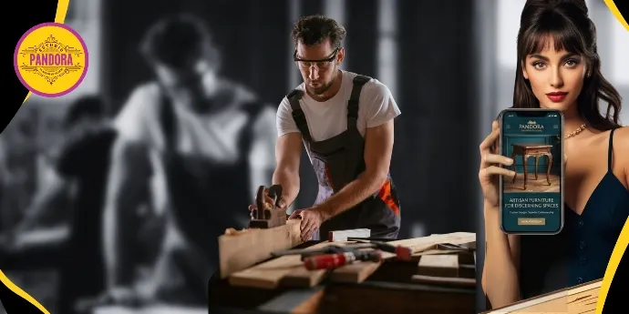 Manos sosteniendo un corazón de madera, representando el cuidado artesanal y la pasión de Estudio Pandora en cada proyecto digital.