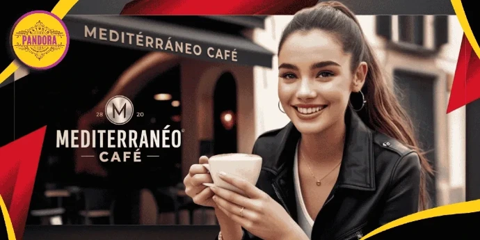 Mujer emprendedora trabajando en una cafetería, representando la conexión emocional y el propósito de las marcas creadas por Estudio Pandora.
