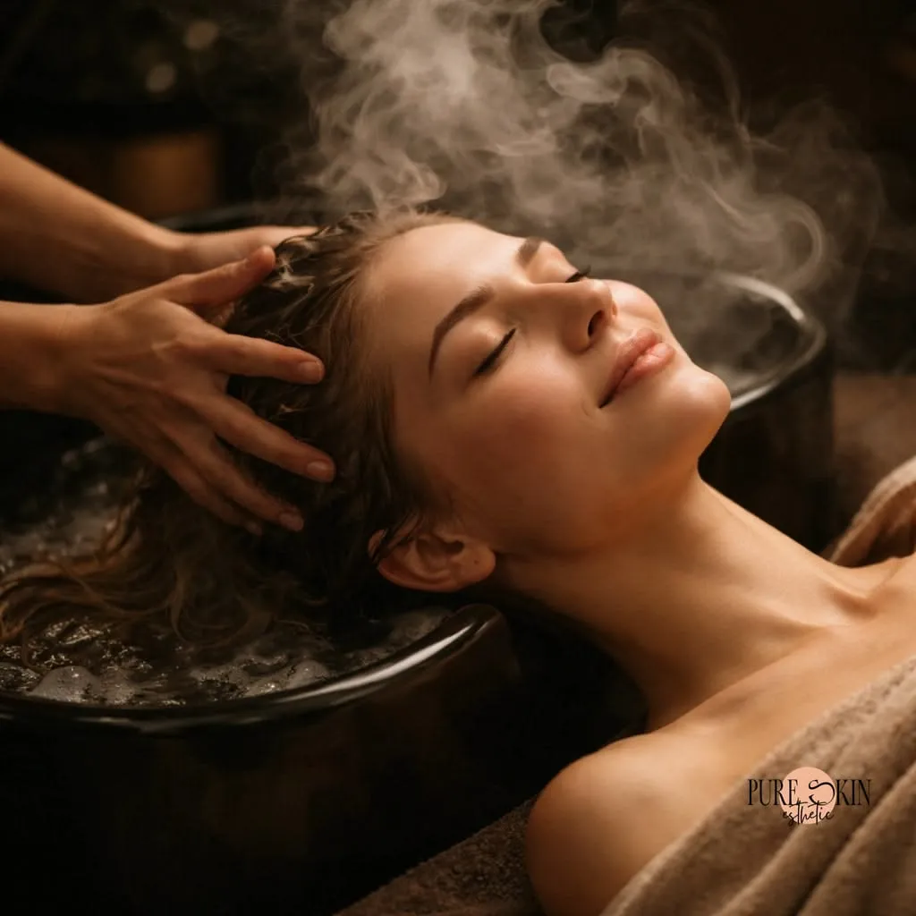 Lavado de cabello con agua tibia