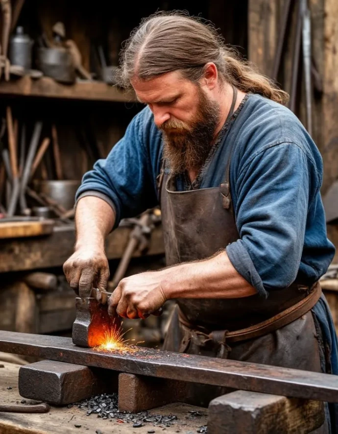 Artesano de Estudio Pandora dando forma a hierro forjado