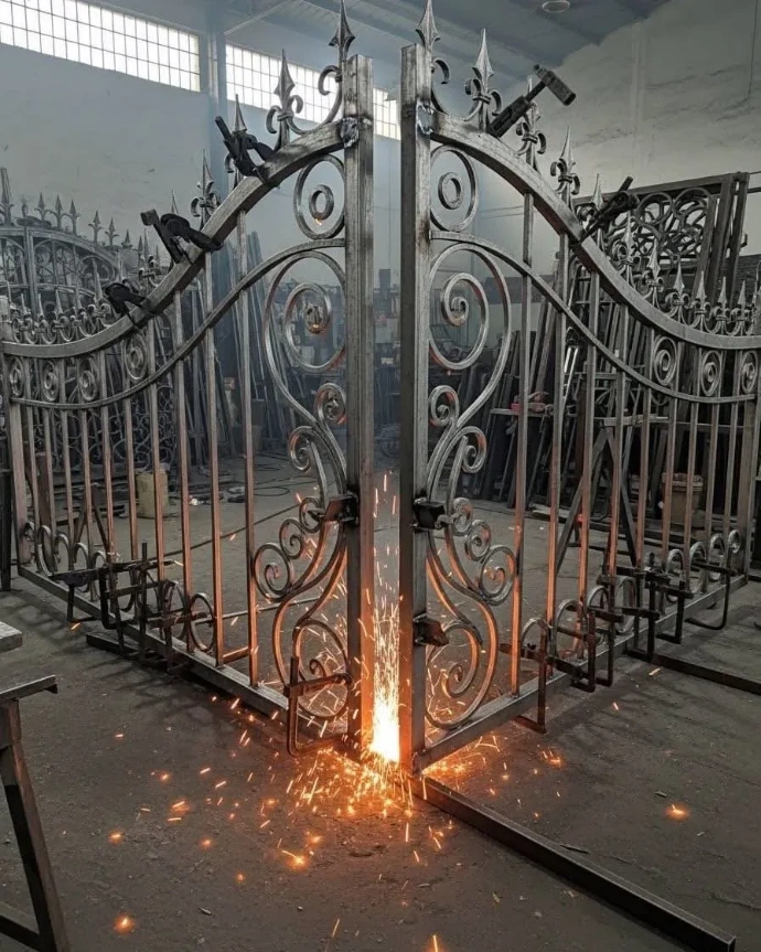Soldador de Estudio Pandora uniendo portón ornamental