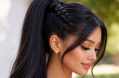 Peinado elegante con trenzas para evento en Keni Beauty Salon
