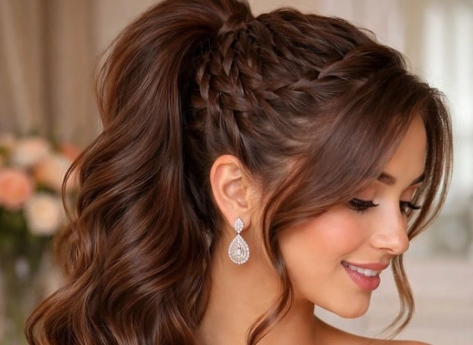 Peinado elegante con trenzas para evento en Keni Beauty Salon